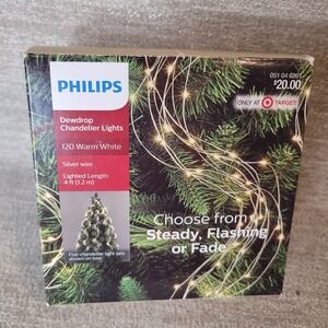 Philips Christmas Dewdrop Chandelier Lights LED 120 Warm White Lights 4' NEW